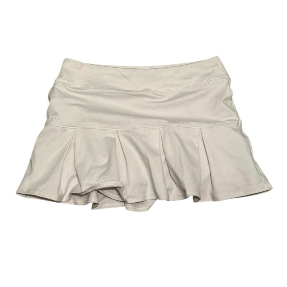 Freely Women White Cotton Elastic Waist Low Rise Pleated Skort Large cheer skirt